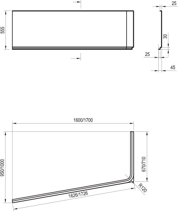 Esipaneel 10° 170 L/R