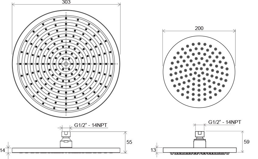 Head shower - round, brass