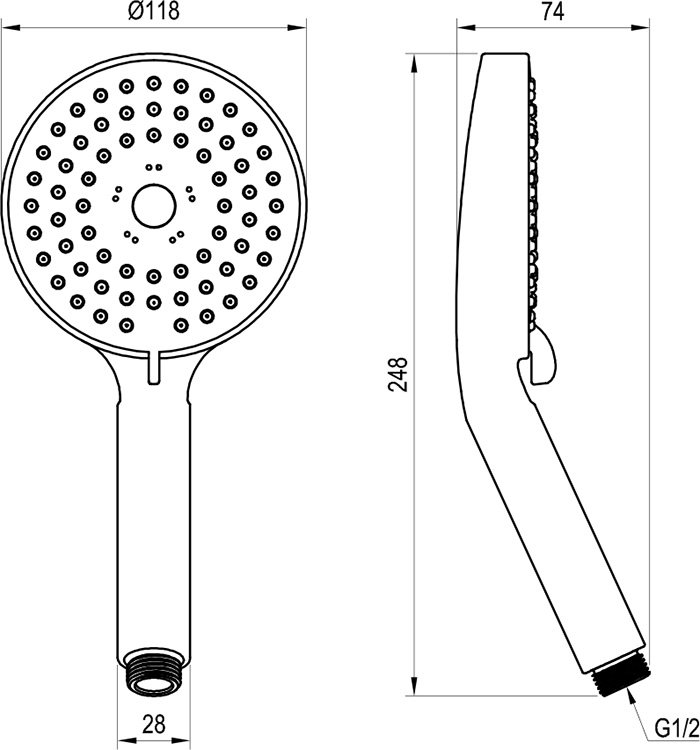 Rosette shower head - flat