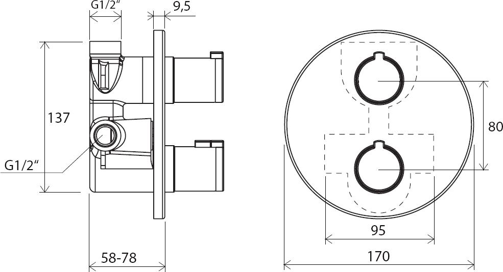 Thermostatic built-in tap TE 062.00
