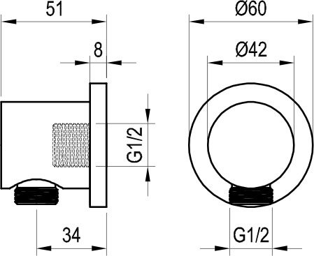 Wall-mounted shower outlet