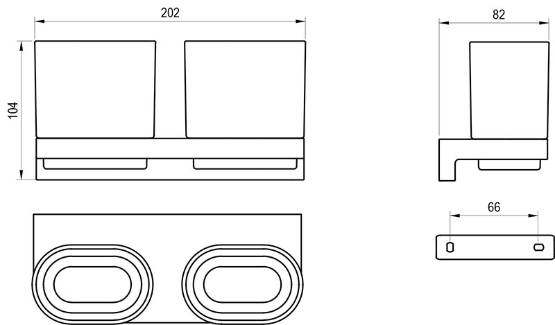 Kahe klaasiga klaasihoidja Chrome II