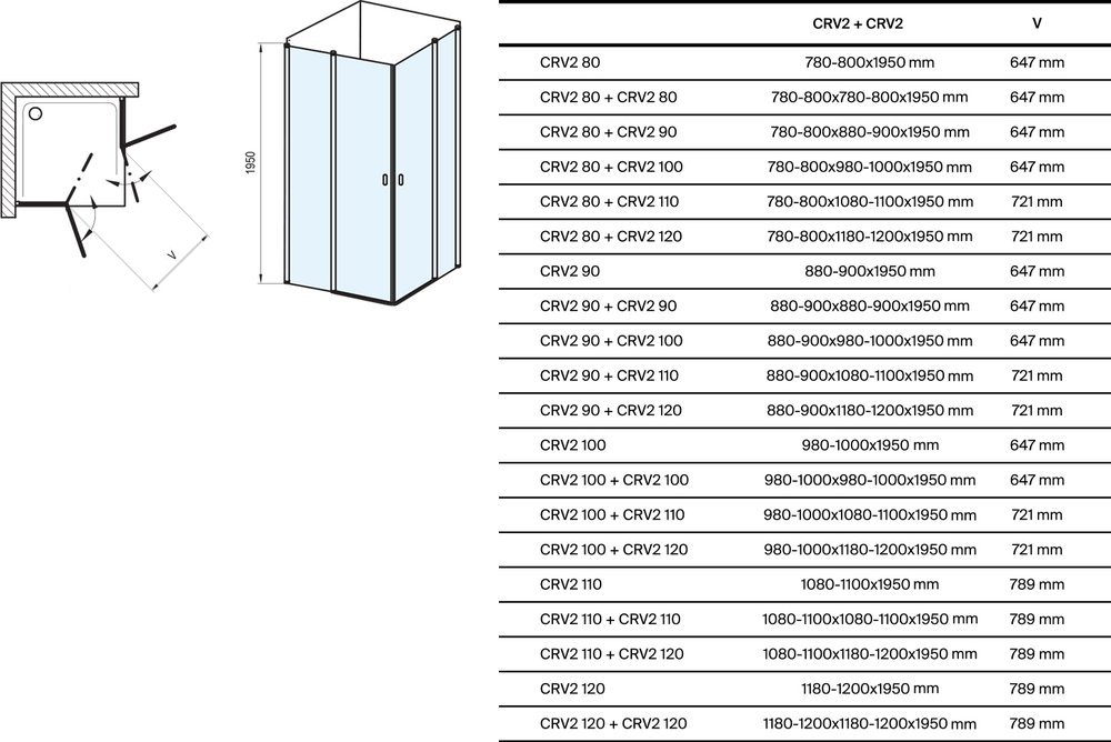 dušinurk Chrome CRV2+CRV2