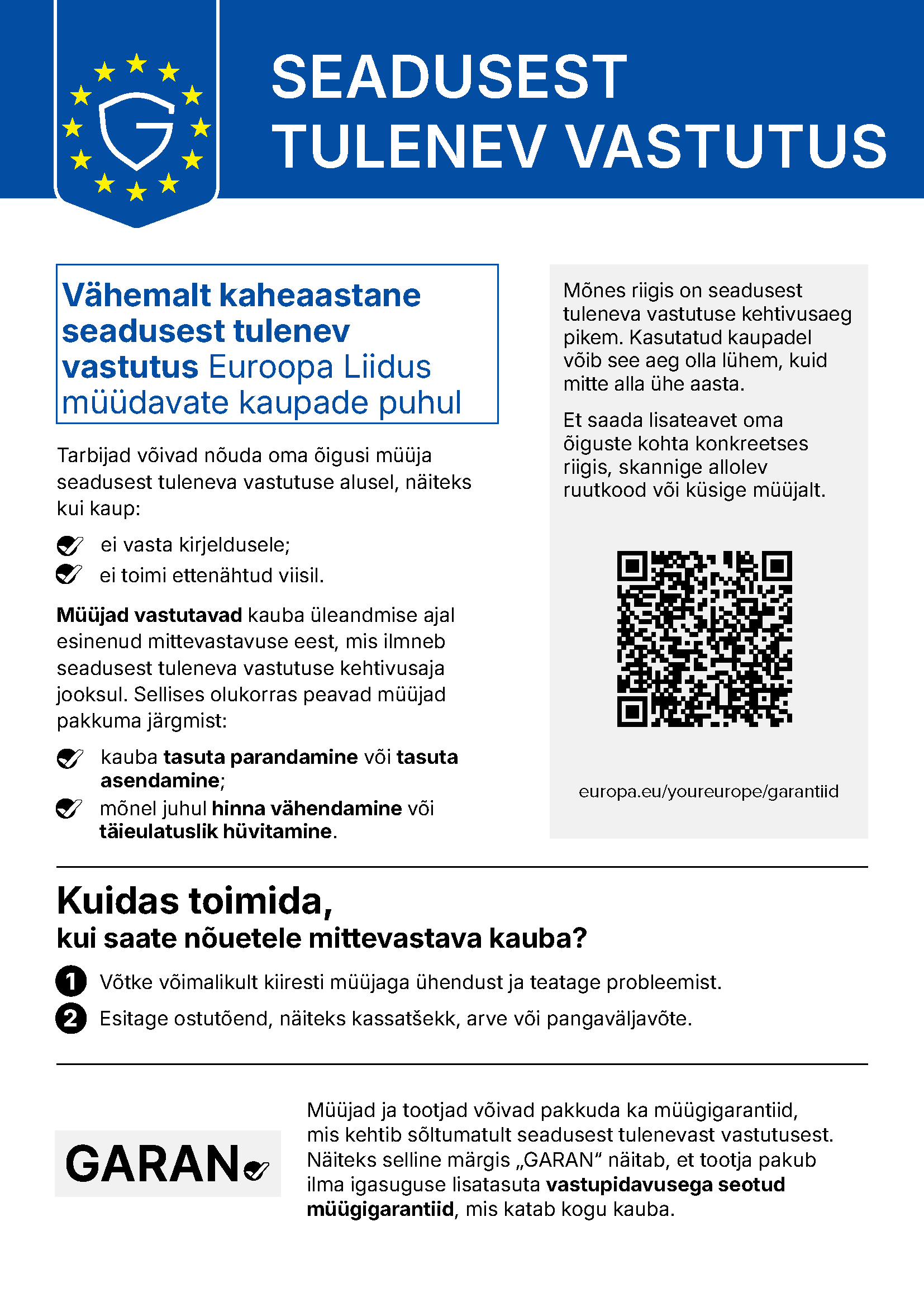 Teave seadusest tuleneva vastutuse kohta
