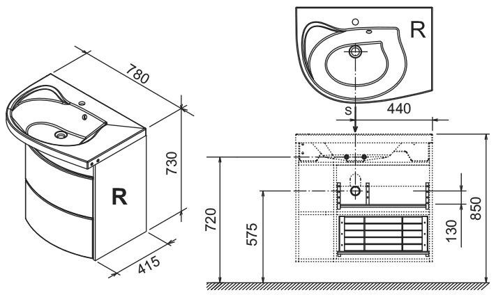 Cabinet under washbasin SDU Rosa Comfort