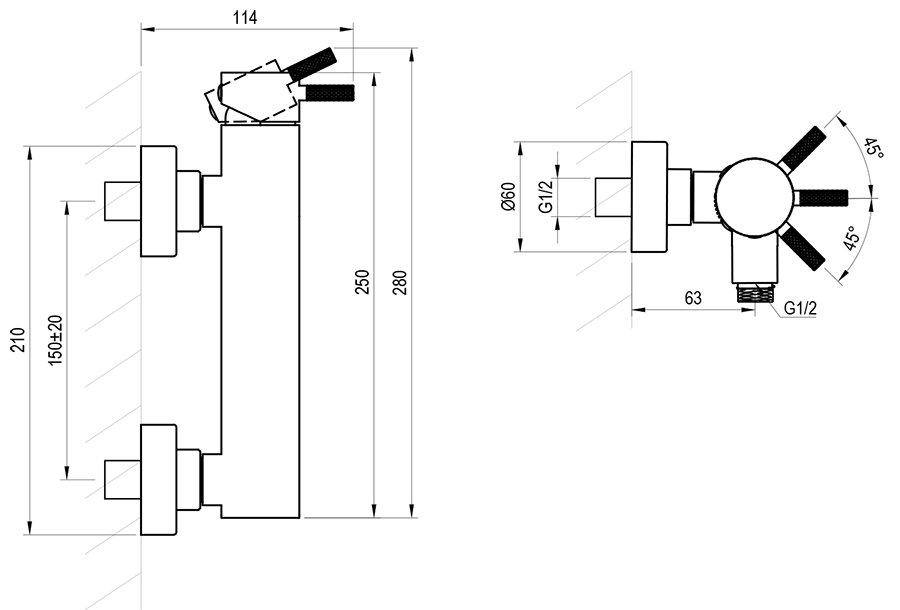 Seinale paigaldatav dušisegisti Nox NX 032.00