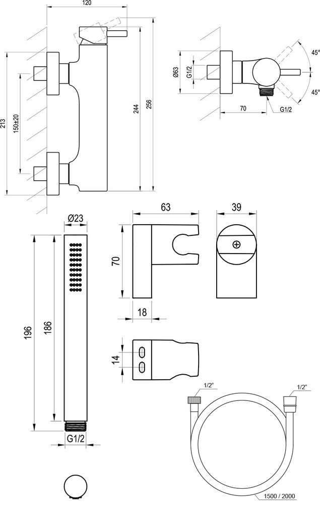 Espirit ES 022 seinale kinnitatav dušisegisti dušikomplektiga