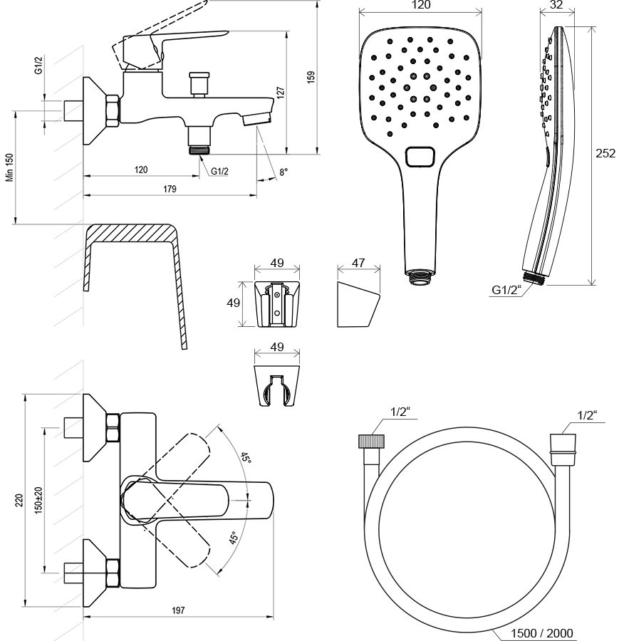 Life LF 022 seinale kinnitatav vannisegisti dušikomplektiga