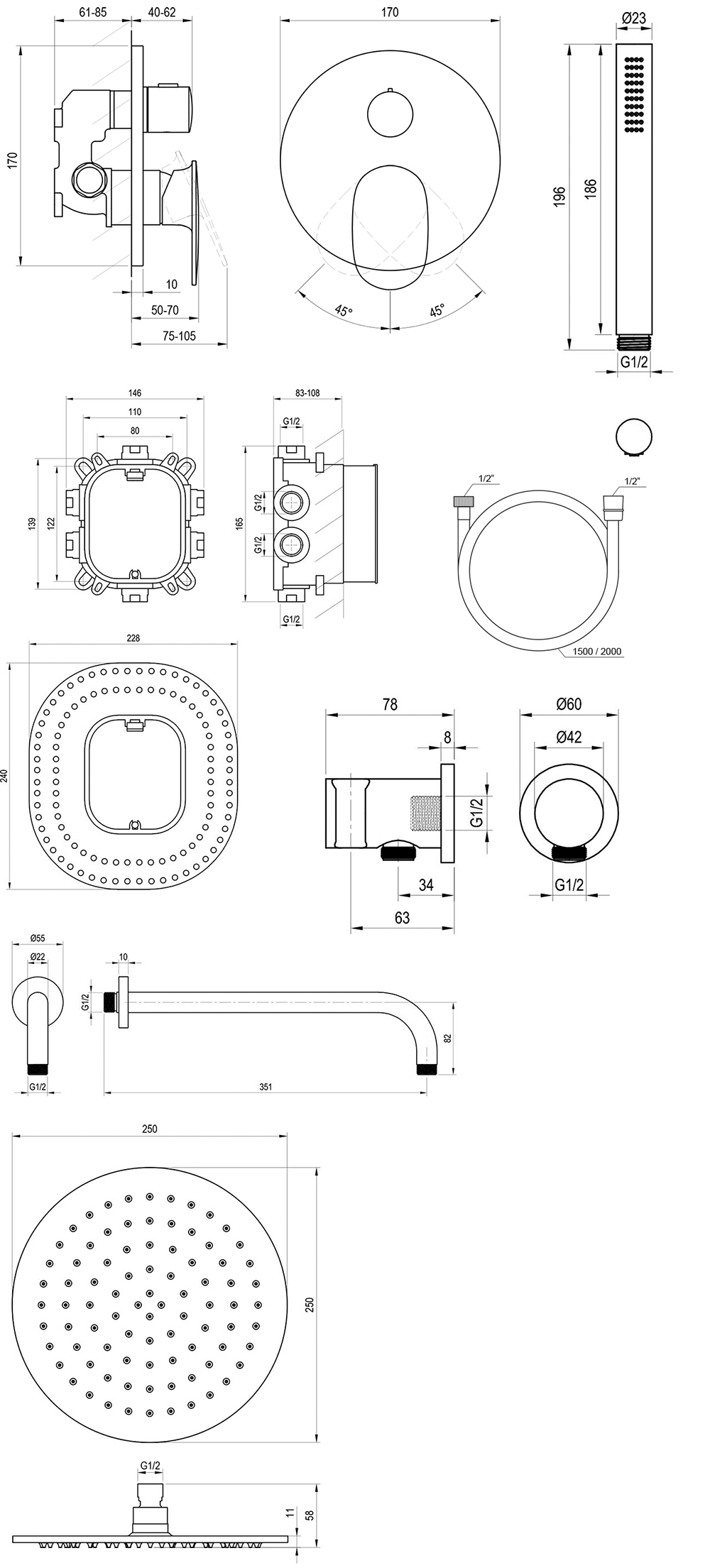 Spring SG 090 Sissehitatud dušikomplekt