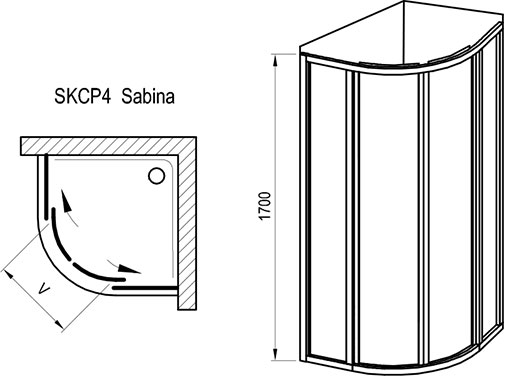 Quadrant short shower enclosure Supernova SKCP4 Sabina