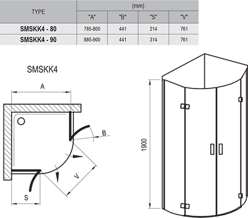 Dušinurk SmartLine SMSKK4