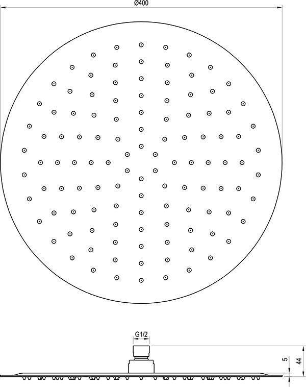 Ümmargune peadušš Chrome 400 mm