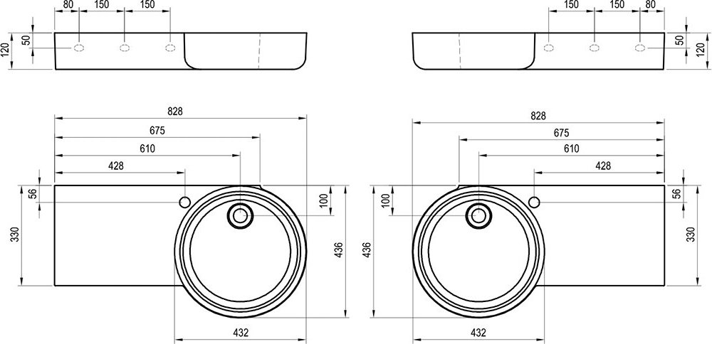 Valamud ARC 83/43 L/R auguga segisti jaoks