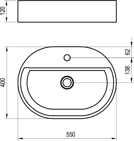 Keraamiline valamu Ceramic Slim Shelf O