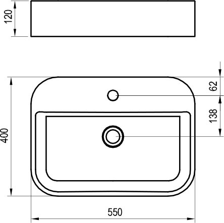 Keraamiline valamu Ceramic Slim Shelf R