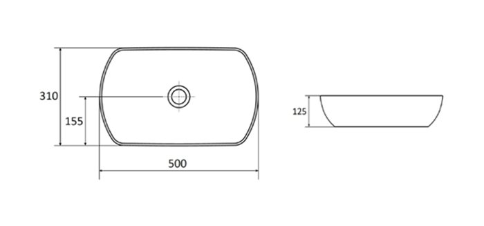 Keraamiline valamu UNI 500 O&nbsp;SLIM