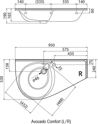 Washbasin Avocado Comfort