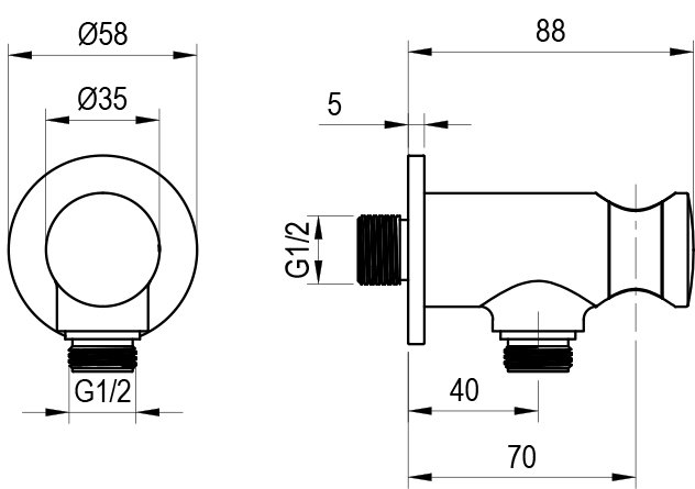 Messingist dušihoidja koos vee läbiviiguga