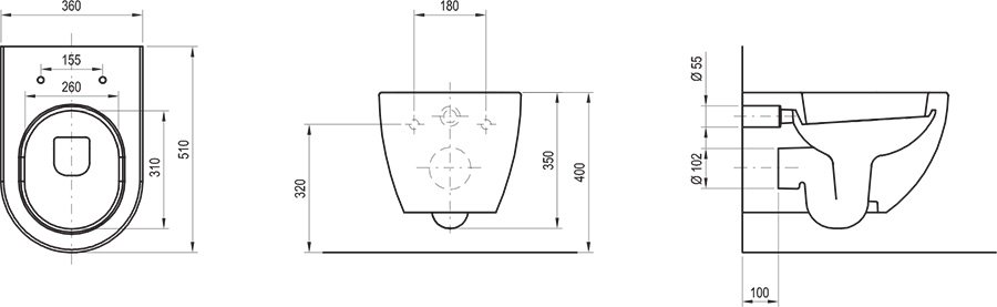 WC-pott Uni Chrome Rim