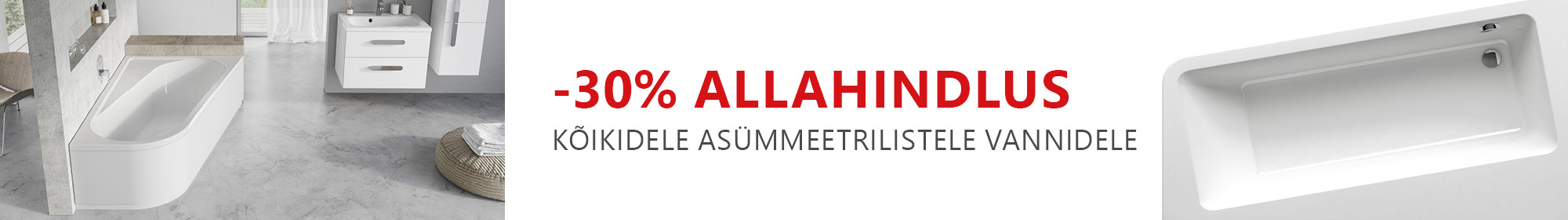 RAVAK, -30% asümmeetriliste vannide puhul
